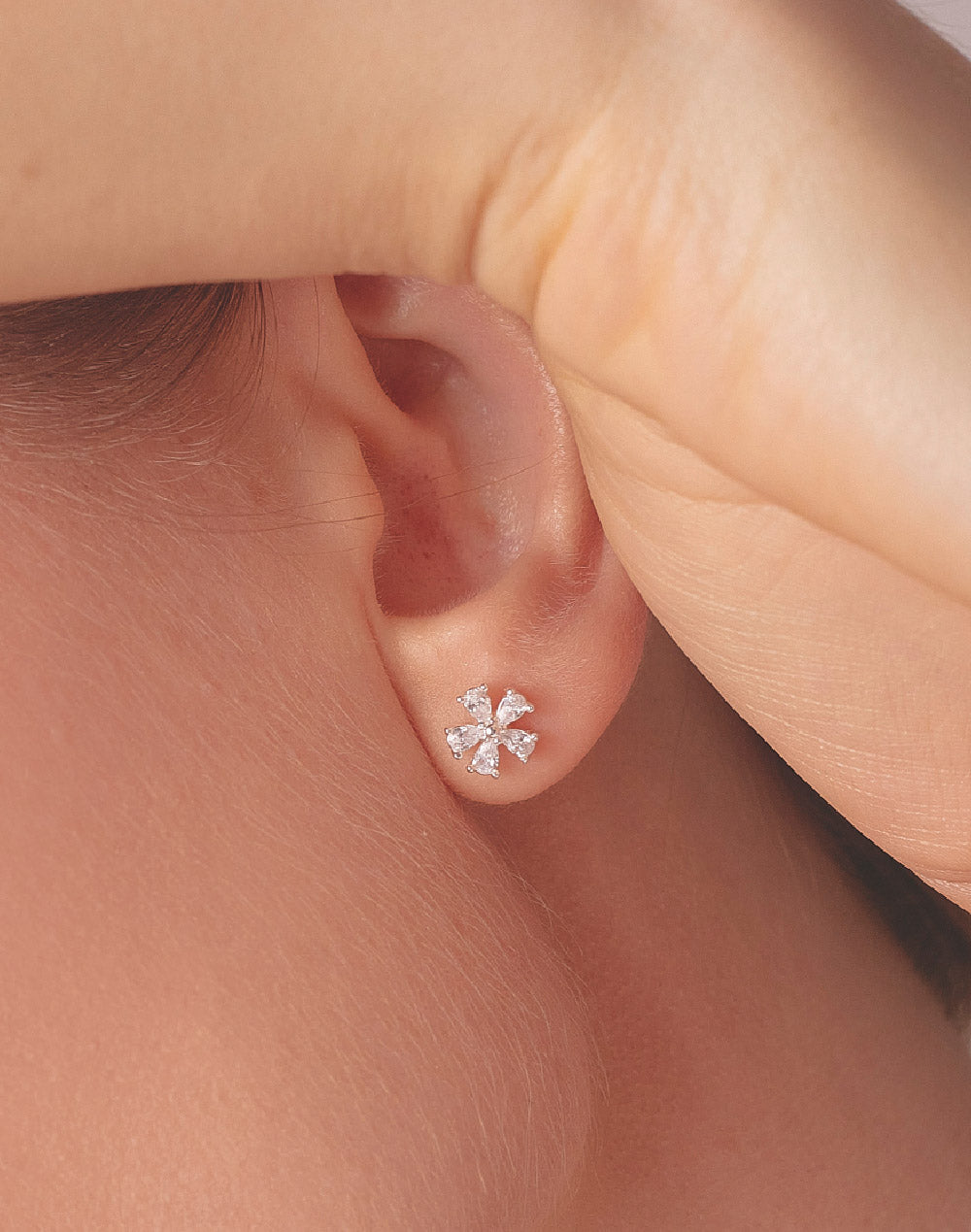 Aretes en Plata 925 Flor Clear