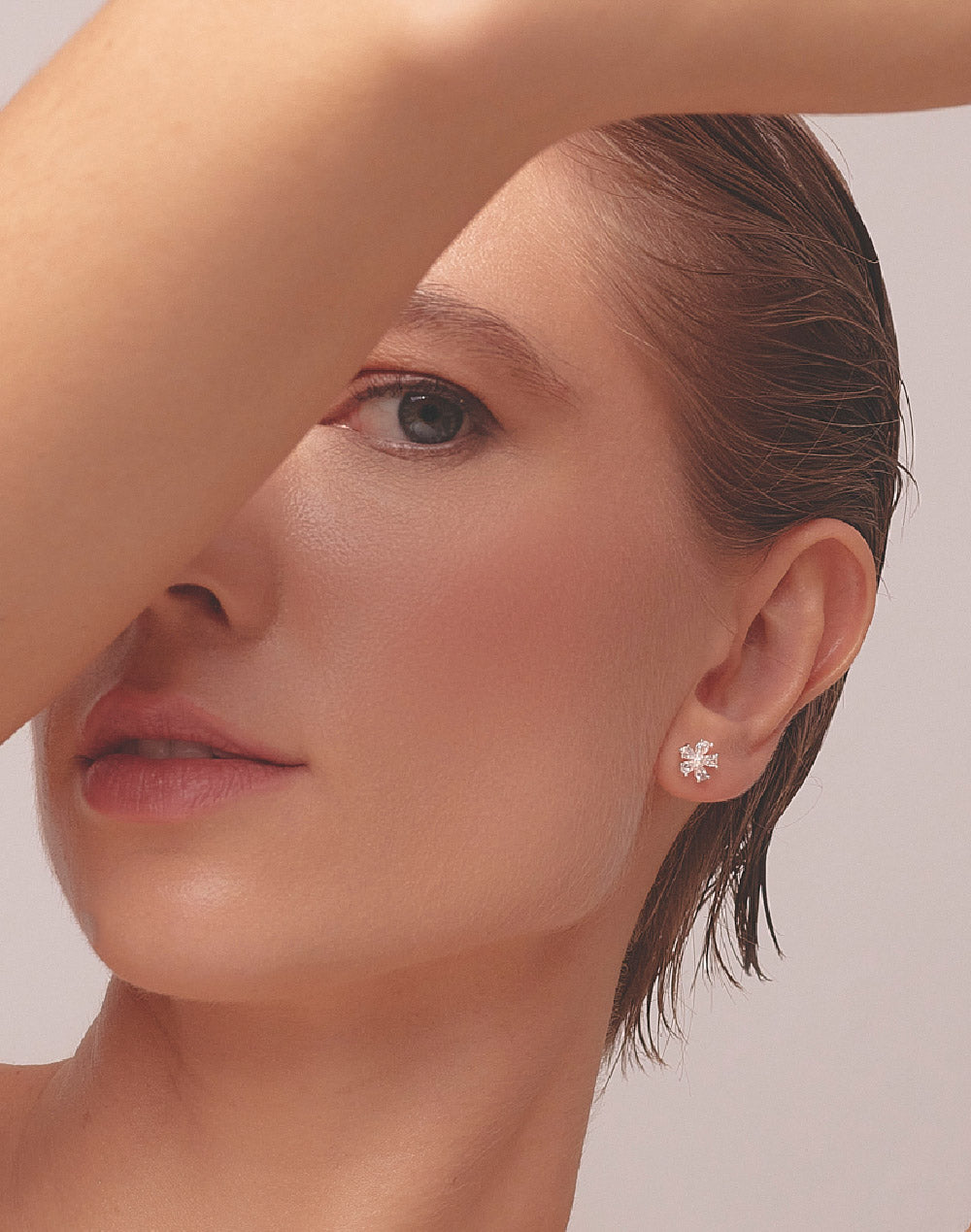 Aretes en Plata 925 Flor Clear