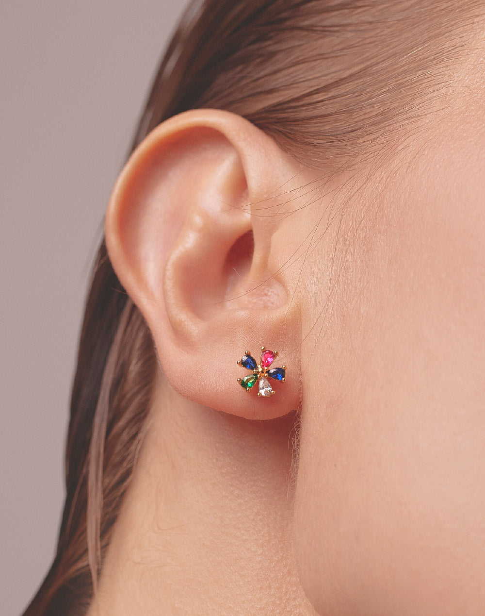 Aretes en Plata 925 Flor Colorful