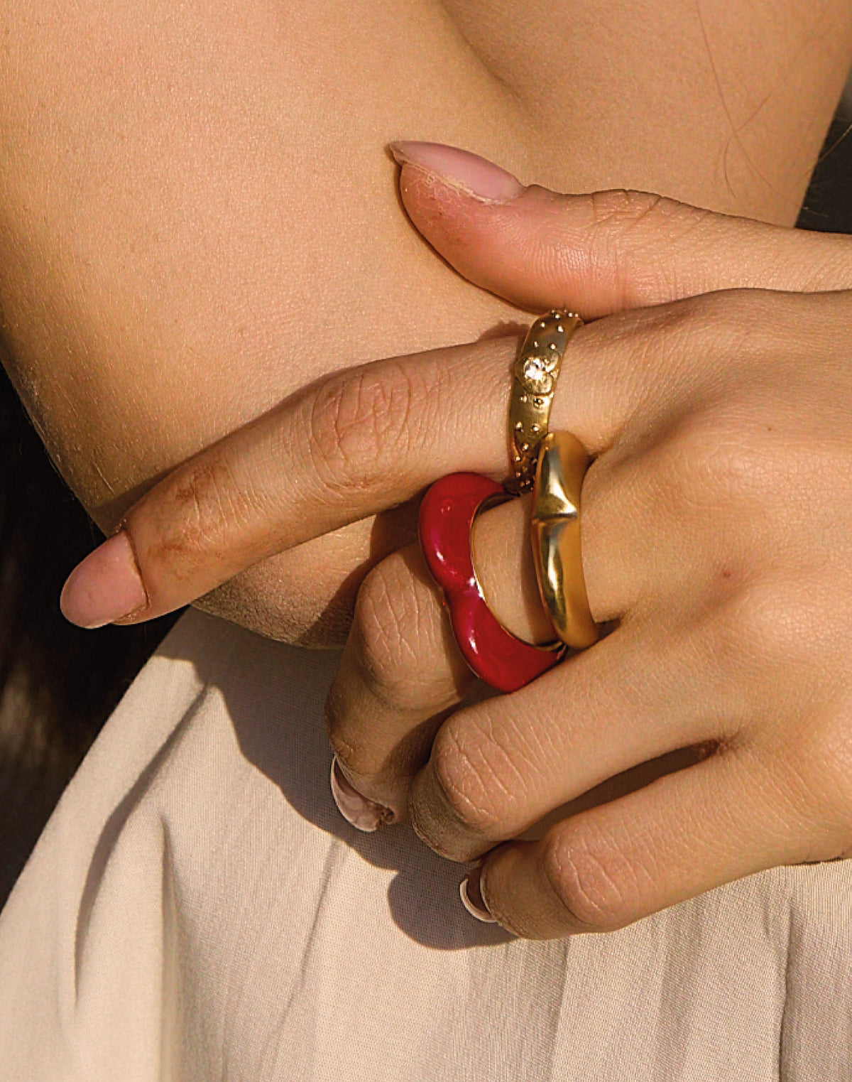 Set de 3 Anillos Corazón de Melón