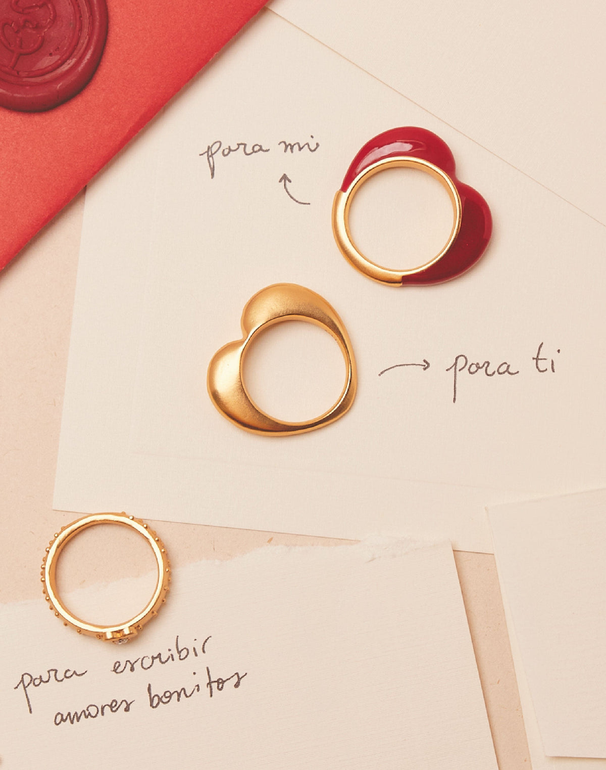 Set de 3 Anillos Corazón de Melón